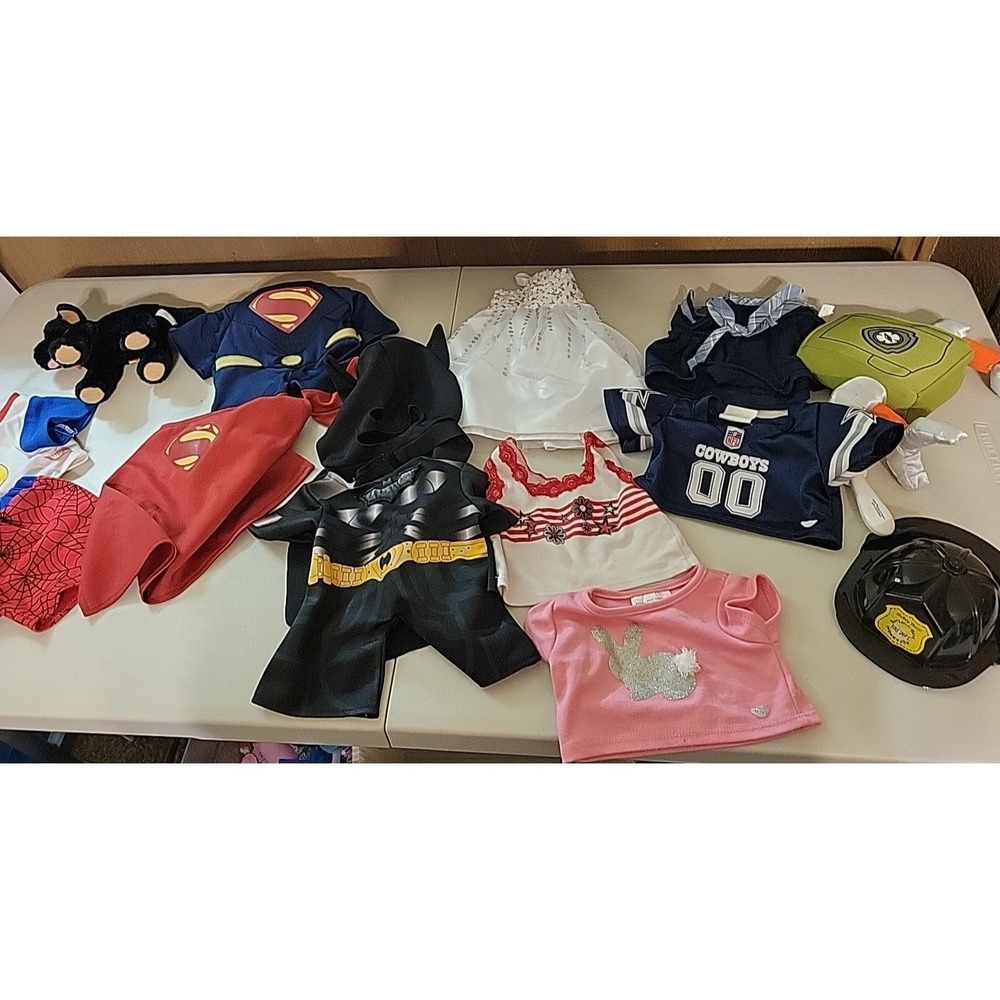 Build A Bear BABW Clothing Lot Tops Bottoms Super Hero Costumes Accessories Lot